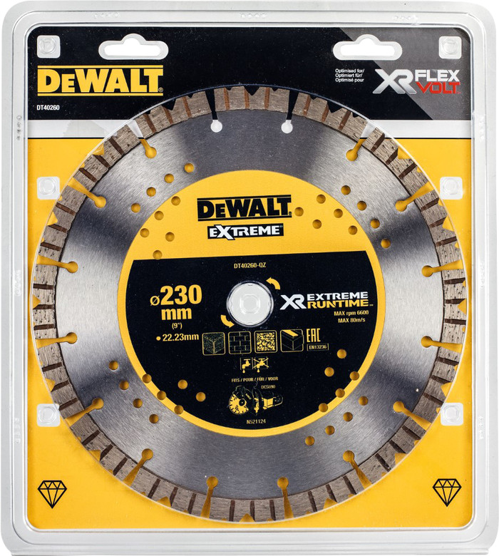DeWalt Extreme Runtime Diamond Disc 230mm/22.2mm packaging