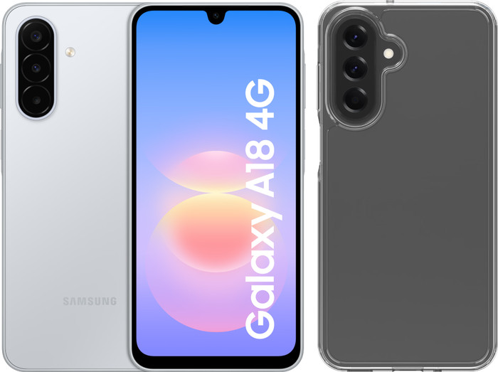 Samsung Galaxy A18 128GB Zilver 4G + BlueBuilt Back Cover Transparant Main Image