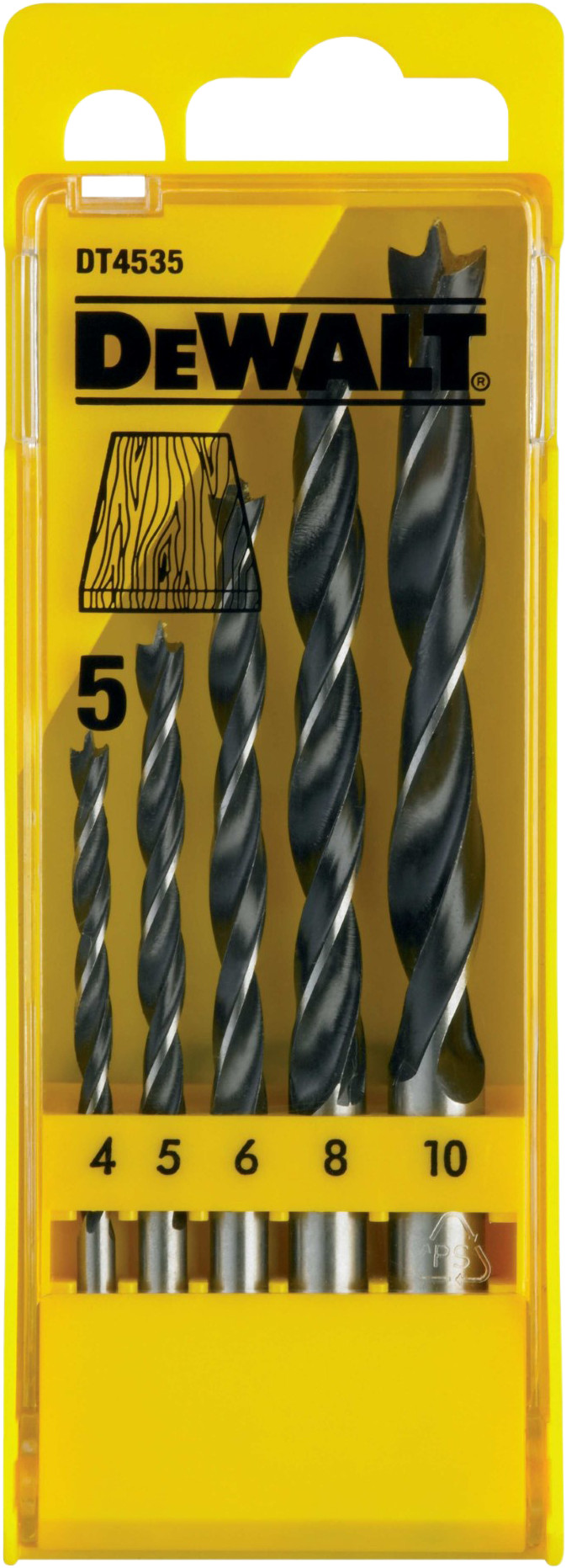 DeWalt 5-piece Twist Wood Drill Bit Cassette packaging