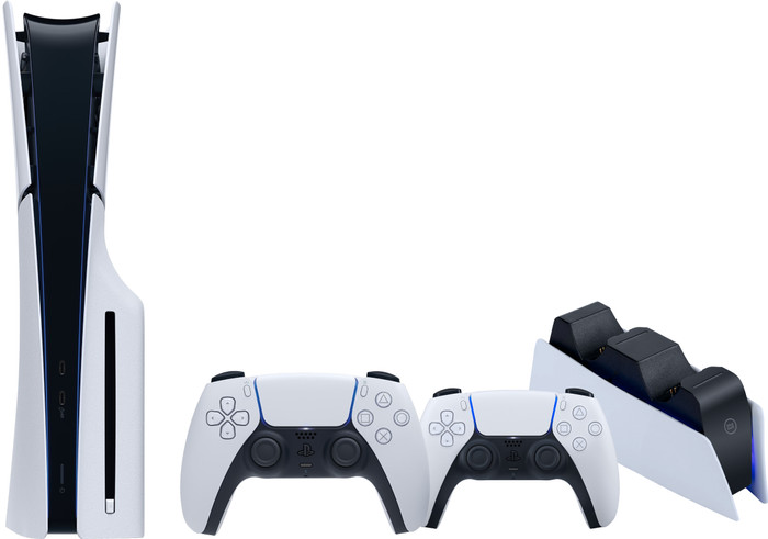 PlayStation 5 Slim Disc Edition + Extra Controller White + Charging Dock Main Image