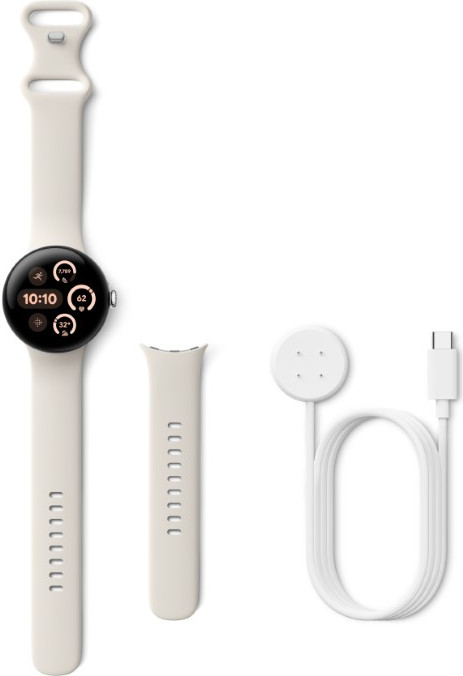 Google Pixel Watch 3 Argent/Crème 41 mm détail