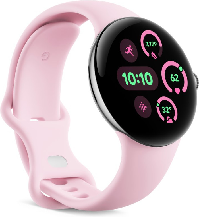 Google Pixel Watch 3 Argent/Rose 41 mm côté gauche