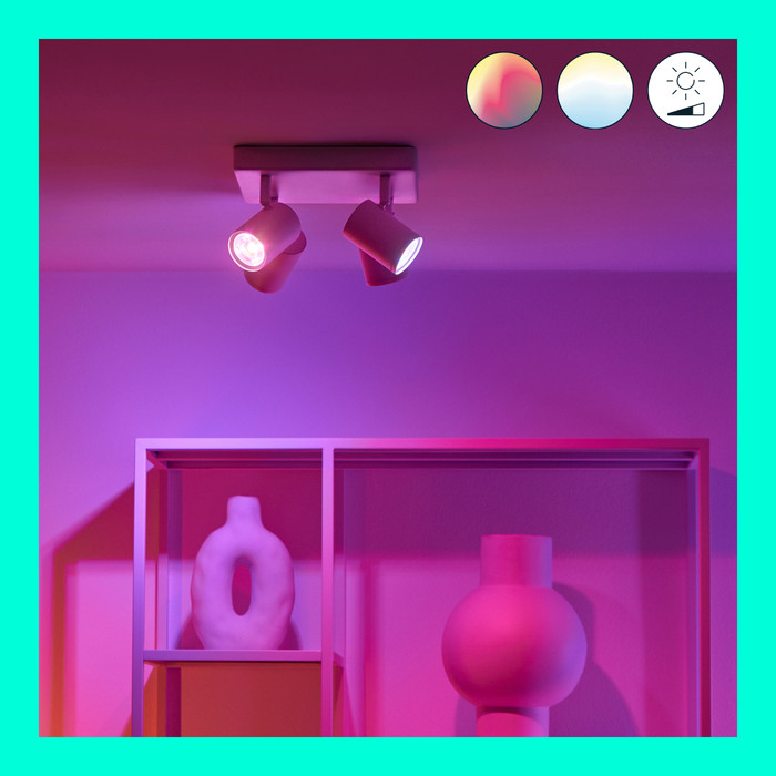 WiZ 4 Spots Imageo Square- Colored and White Light - GU10 - White visual supplier
