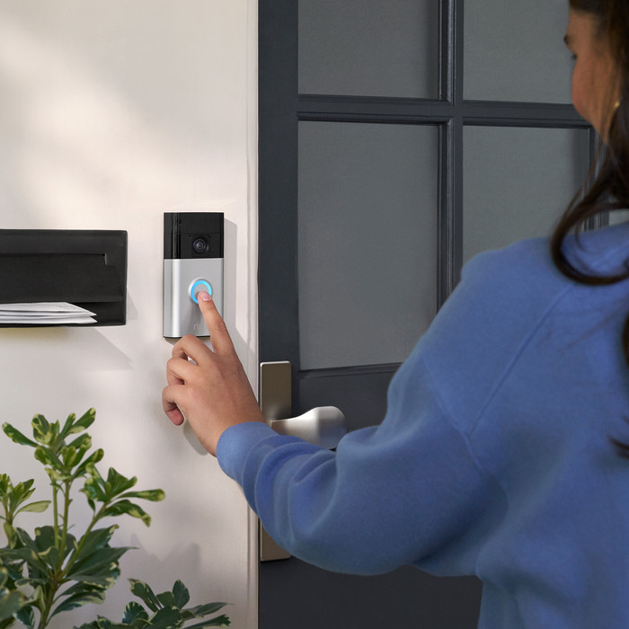 Ring Battery Video Doorbell Nickel + Chime product in use