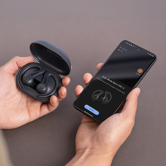 JLab Jbuds Sport ANC 4 Gris produit à l'usage