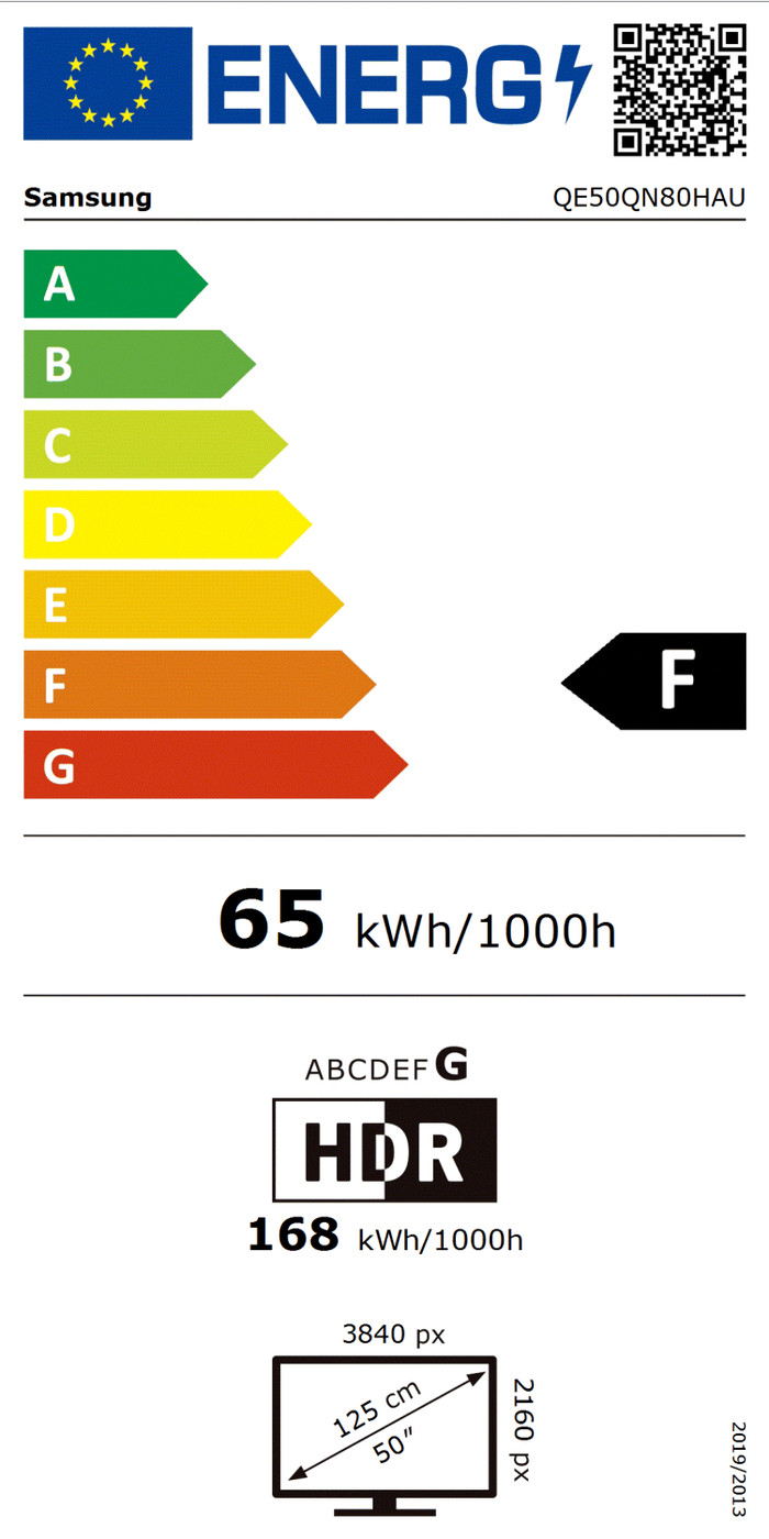 Samsung Neo QLED 50" QN80H (2026) energielabel