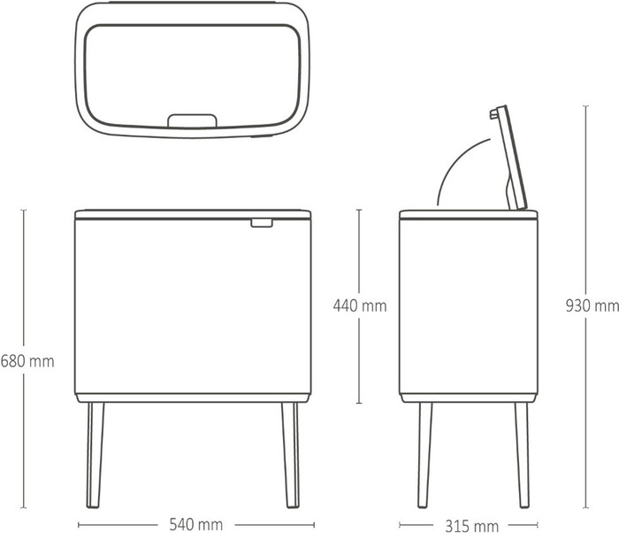 Brabantia Bo Touch Bin Poubelle 3 x 11 Litres Matt Steel Anti-Traces de Doigts visuel fournisseur