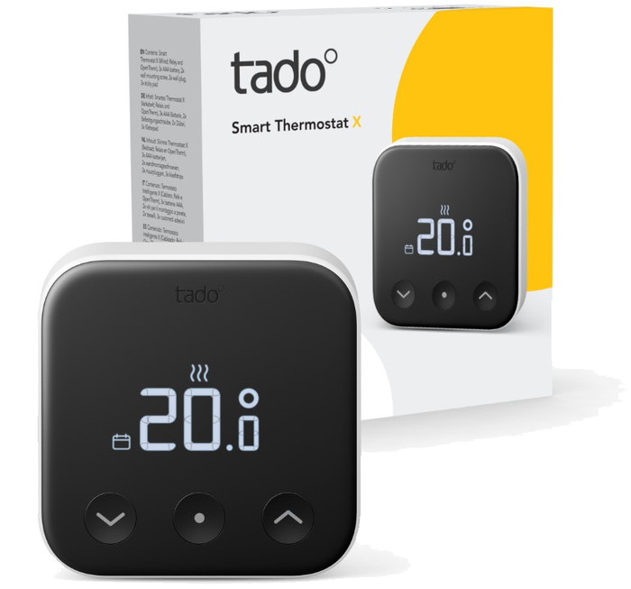 Tado Smart Thermostat X Starter Pack Wireless + 10 Radiator Knobs packaging