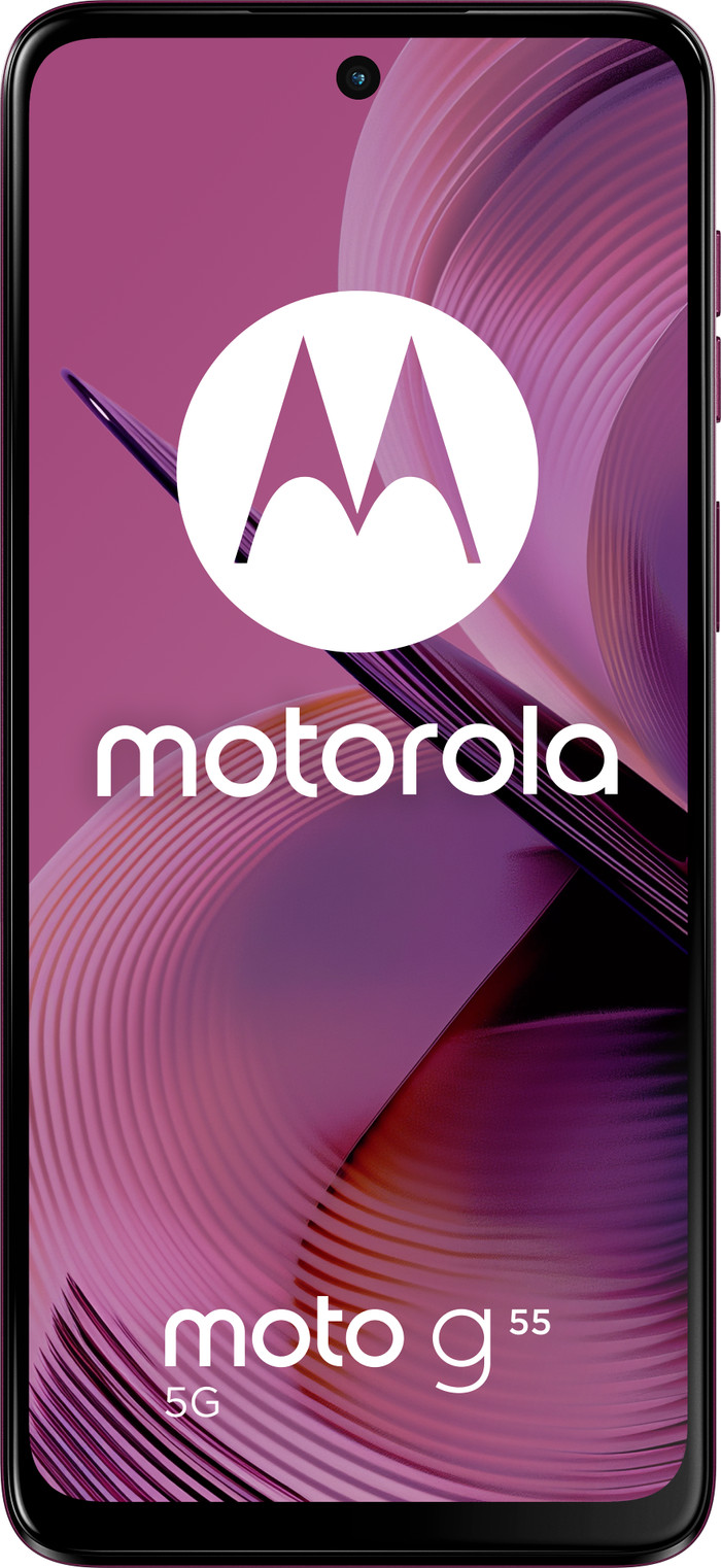 Motorola Moto G55 256GB Paars 5G + Just in Case Tempered Glass Screenprotector voorkant