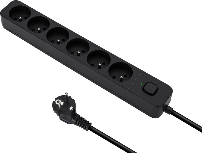 BlueBuilt Multiprise 6 Entrées 3 Mètres Noir côté gauche