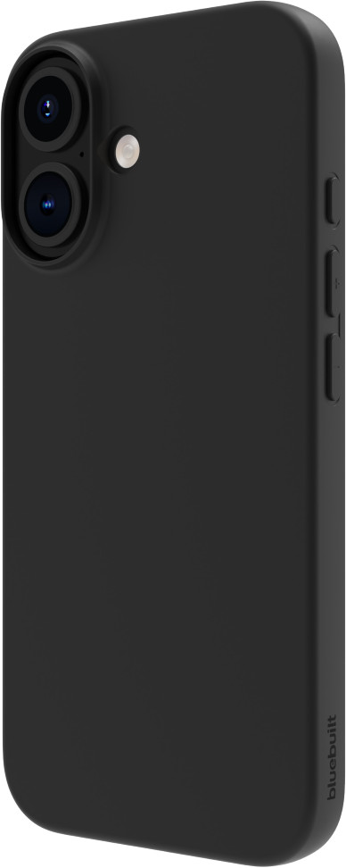 BlueBuilt Back Cover iPhone 16 Zwart + Screenprotector Glas voorkant
