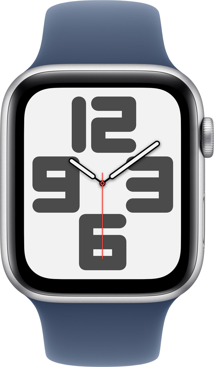 Apple Watch SE 2024 44mm Silver Sport Band S/M front