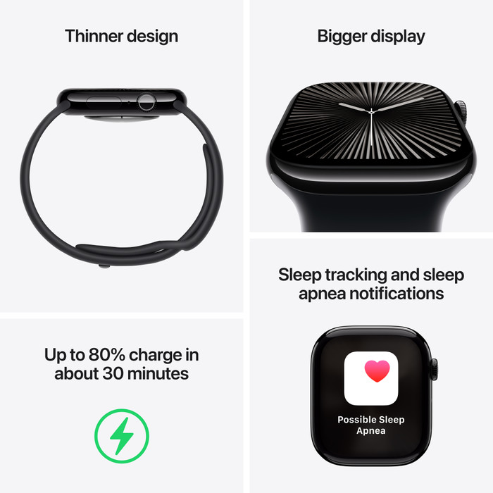 Apple Watch Series 10 4G 42mm Titanium Zwart Milanese Band visual leverancier