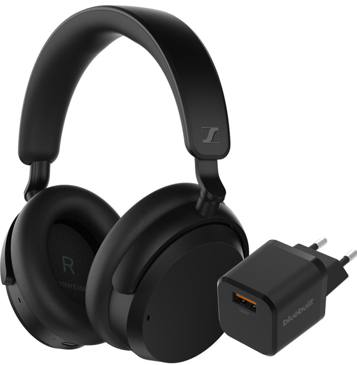 Sennheiser Accentum Wireless Zwart + BlueBuilt Quick Charge Oplader met Usb A Poort 18W Main Image