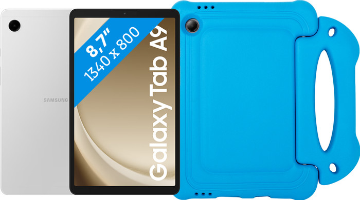 Samsung Galaxy Tab A9 8,7 Pouces 128 Go Wifi Argent + BlueBuilt Kids Cover Bleu Main Image