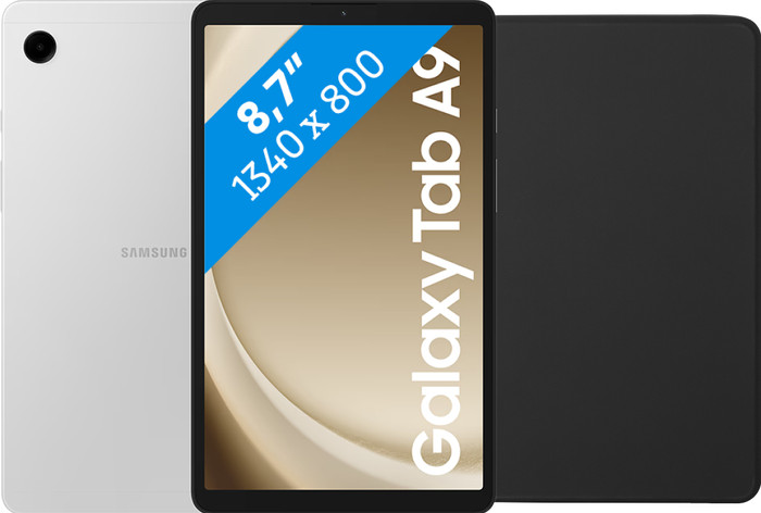 Samsung Galaxy Tab A9 8.7 inches 64GB WiFi Silver + BlueBuilt Book Case Black Main Image