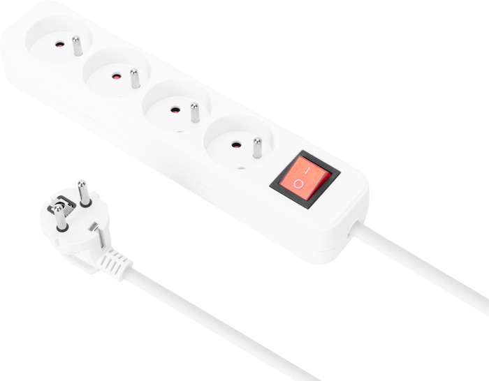 BlueBuilt Stekkerdoos 4-voudig 3 meter Wit voorkant