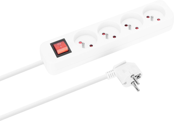 BlueBuilt Stekkerdoos 4-voudig 3 meter Wit voorkant