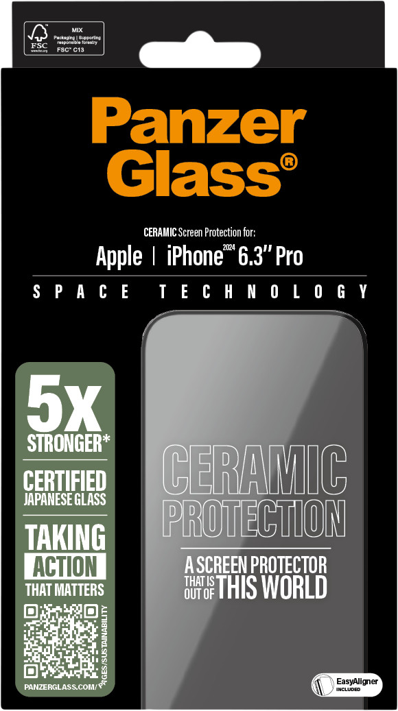 PanzerGlass Ultra-Wide Fit Apple iPhone 16 Pro Screen Protector Ceramic packaging