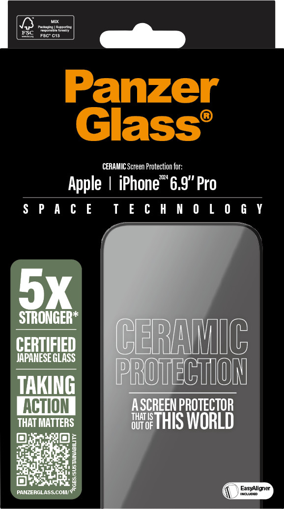 PanzerGlass Ultra-Wide Fit Apple iPhone 16 Pro Max Screenprotector Ceramic verpakking