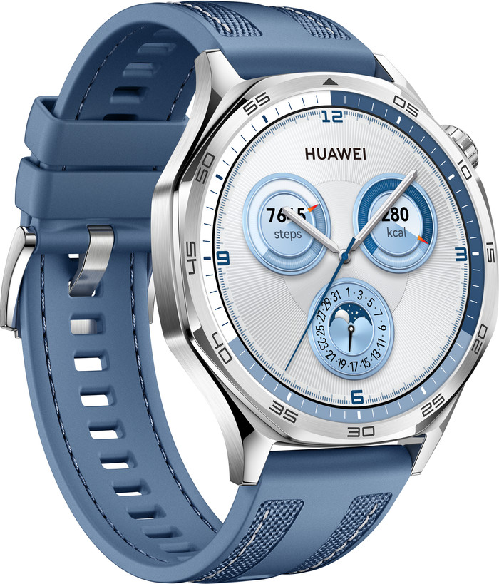 Huawei Watch GT5 Zilver/Blauw 46mm linkerkant