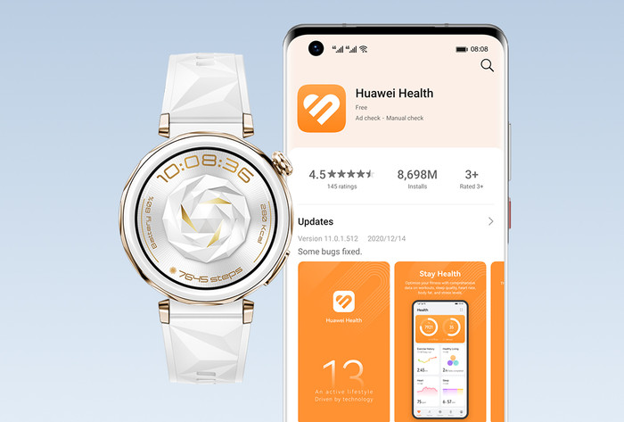 Huawei Watch GT5 Zilver/Blauw 46mm product in gebruik