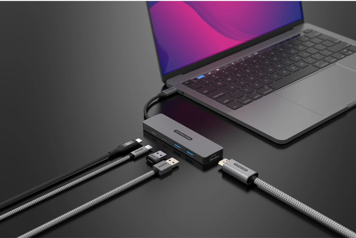 Sitecom 5 in 1 USB-C PD Multiport Adapter product in gebruik
