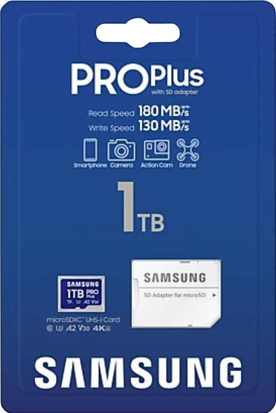 Samsung MicroSDXC PRO Plus 1TB 130MB/s packaging