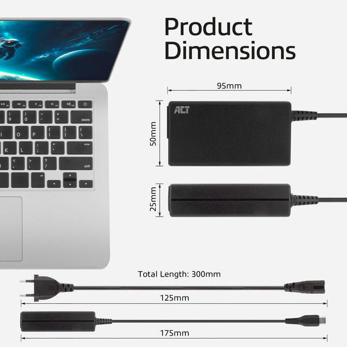 ACT AC2005 USB-C Laptop Oplader met Power Delivery 65W visual leverancier