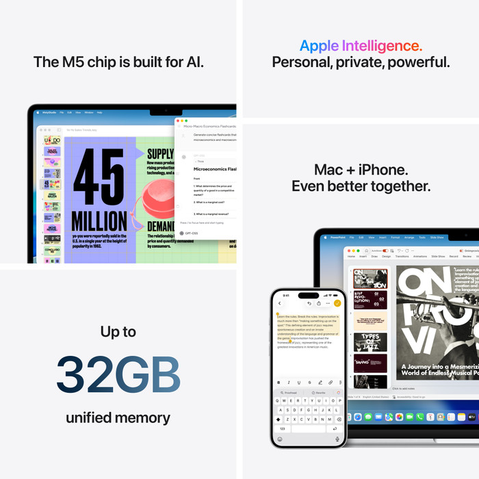 Apple MacBook Air 13 inch M5 (10 core CPU/8 core GPU) 16GB/512GB Middernacht AZERTY visual leverancier