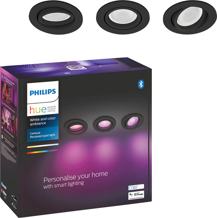 Philips Hue Centura Recessed Spot Light White and Color - Round -  Black - 3-pack packaging