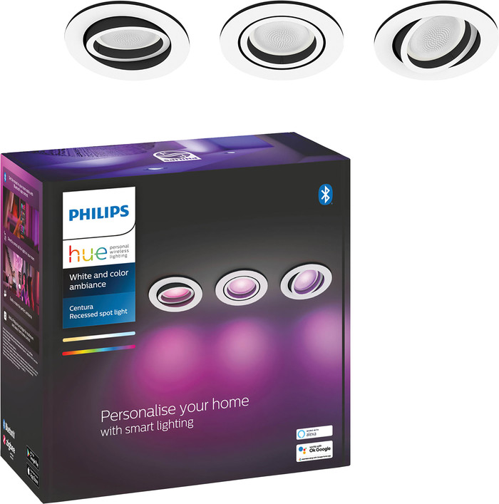 Philips Hue Centura Recessed Spot Light White and Color - Round -  White - 3-pack packaging