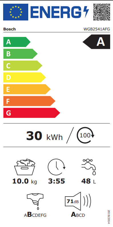 Bosch WGB2541AFG energy label