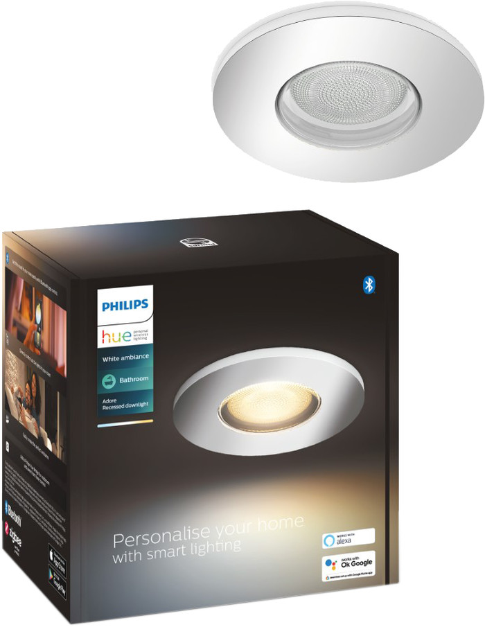 Philips Hue Adore Recessed Spot Light Bathroom White Ambiance - round- Chrome packaging
