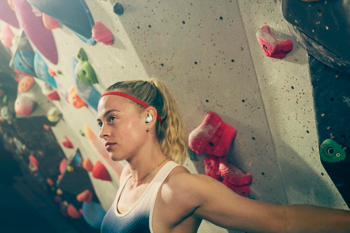 Sony LinkBuds Fit Groen product in gebruik