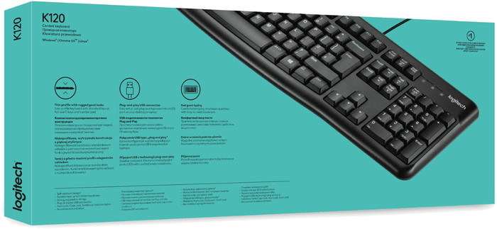 Logitech K120 Wired Keyboard AZERTY packaging