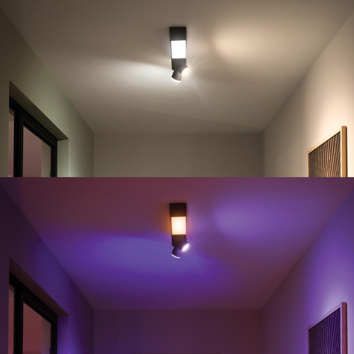 Philips Hue Centris Spot Monté en Surface White and Color - Noir - Rectangle - 2 spots produit à l'usage