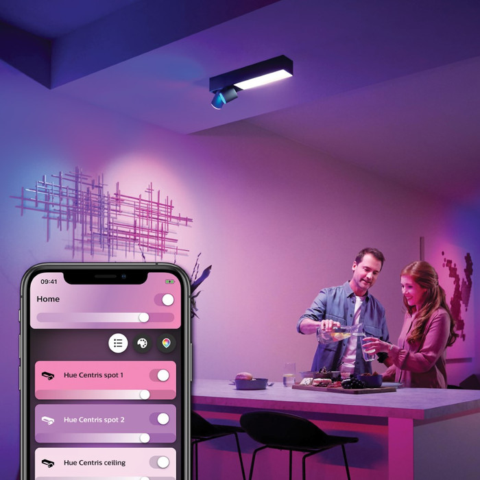 Philips Hue Centris Spot Monté en Surface White and Color - Noir - Rectangle - 2 spots produit à l'usage