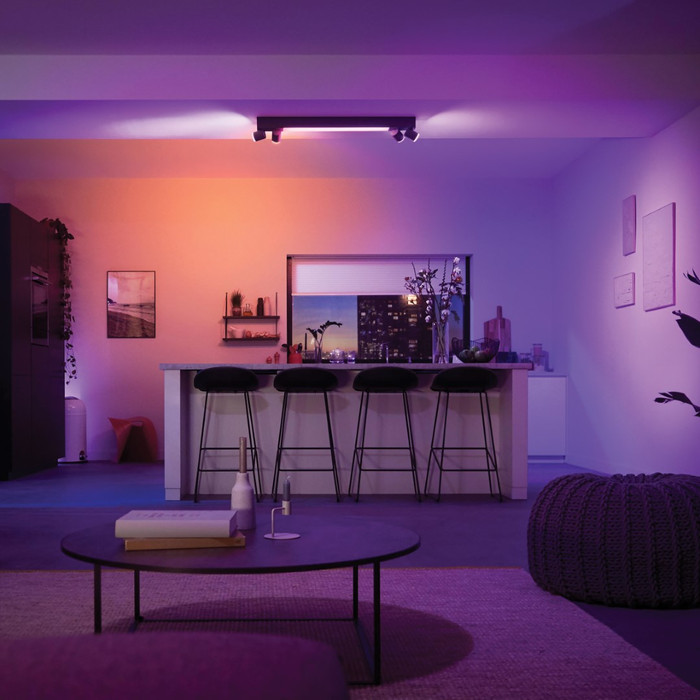 Philips Hue Centris Opbouwspot White and Color - Zwart - Rechthoek - 4-spots product in gebruik