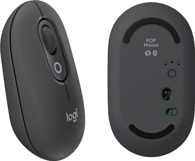 Logitech Pop Draadloze Muis Zwart onderkant