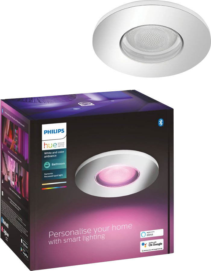Philips Hue Xamento Bathroom Recessed Spot Light White and Color Chrome - Round packaging