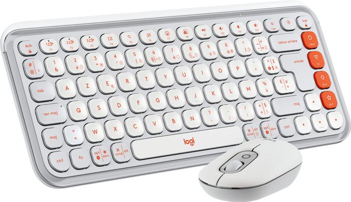 Logitech Pop Icon Combo Keyboard and Mouse Set White AZERTY right side