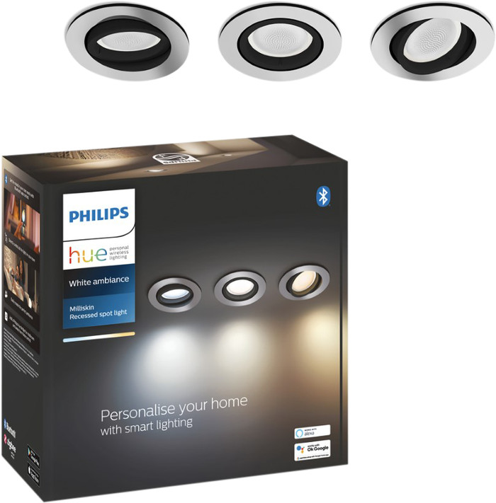 Philips Hue Milliskin inbouwspot White Ambiance - rond - Wit - 6-pack verpakking