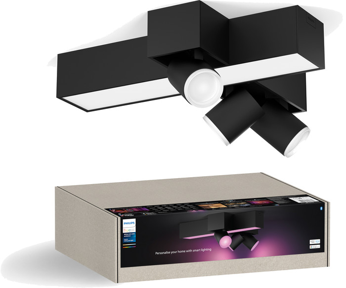 Philips Hue Centris Spot Monté en Surface White and Color - Noir - En croix - 3 spots emballage