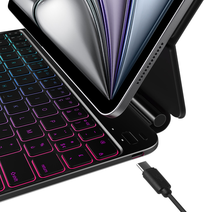 BlueBuilt Apple iPad Air (2024) 11 Pouces Étui Clavier AZERTY Noir côté droit