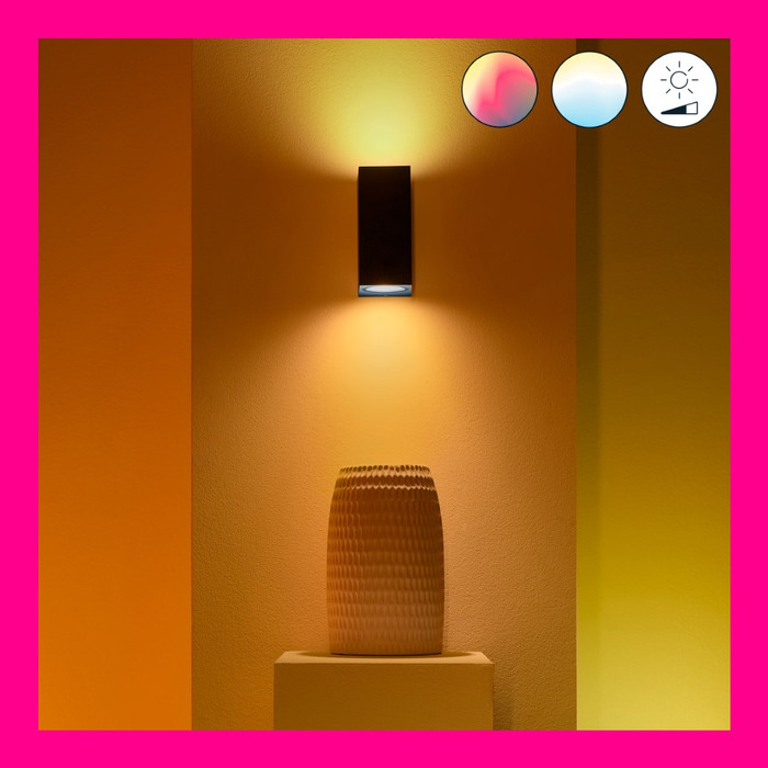 WiZ Up and Down Wall Lamp - White and Colored Light - Black product in use