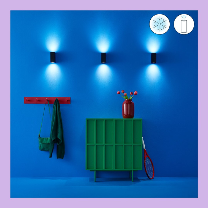 WiZ Up and Down Wall Lamp - White and Colored Light - Black product in use