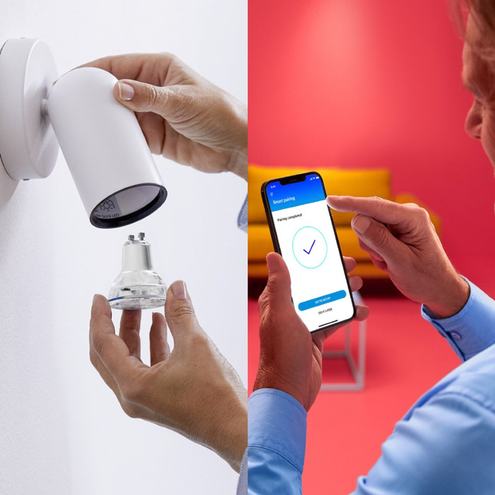 WiZ Smart Spot Light 4-pack - Colored and White Light - GU10 product in use