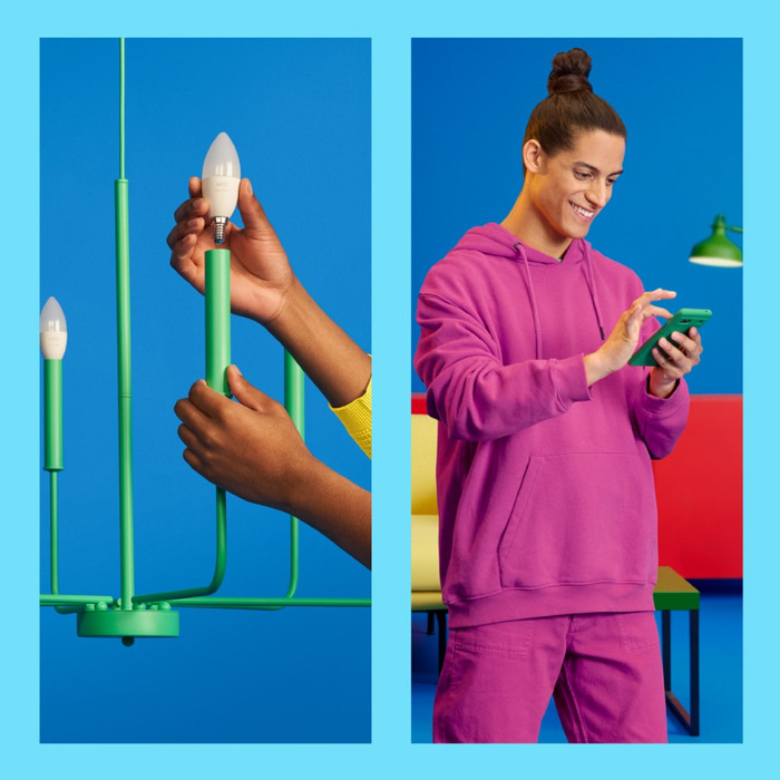 WiZ Smart Candle Light 6-pack - Colored and White Light - E14 product in use