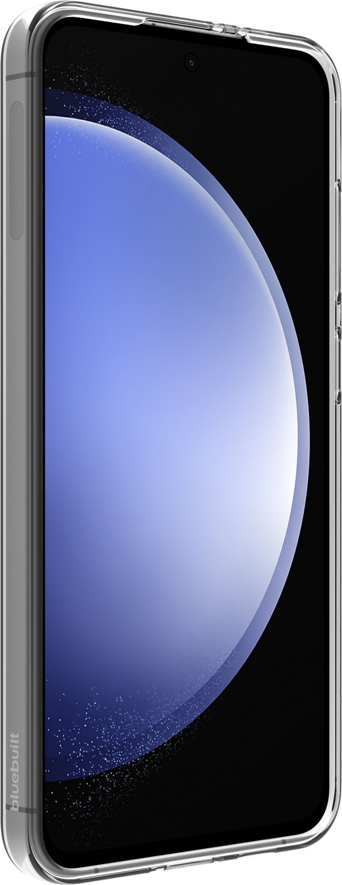 BlueBuilt Samsung Galaxy S24 FE Back Cover Transparant + Screenprotector Glas Duo Pack rechterkant